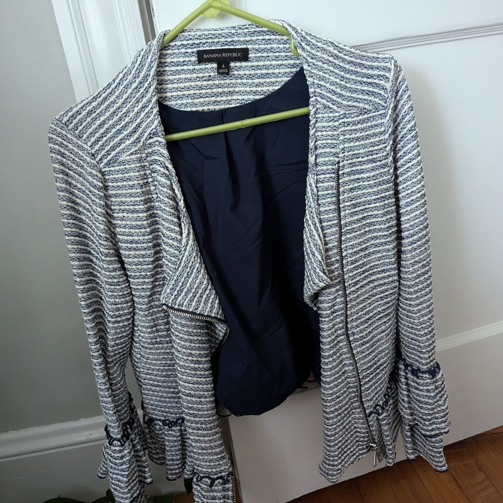 Banana Republic striped ruffled blazer size 4